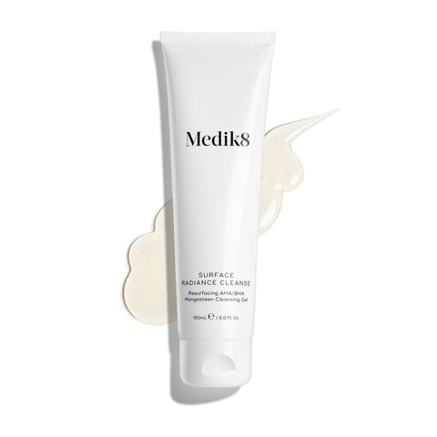 Medik8 Surface Radiance Cleanse bottle on a pale background
