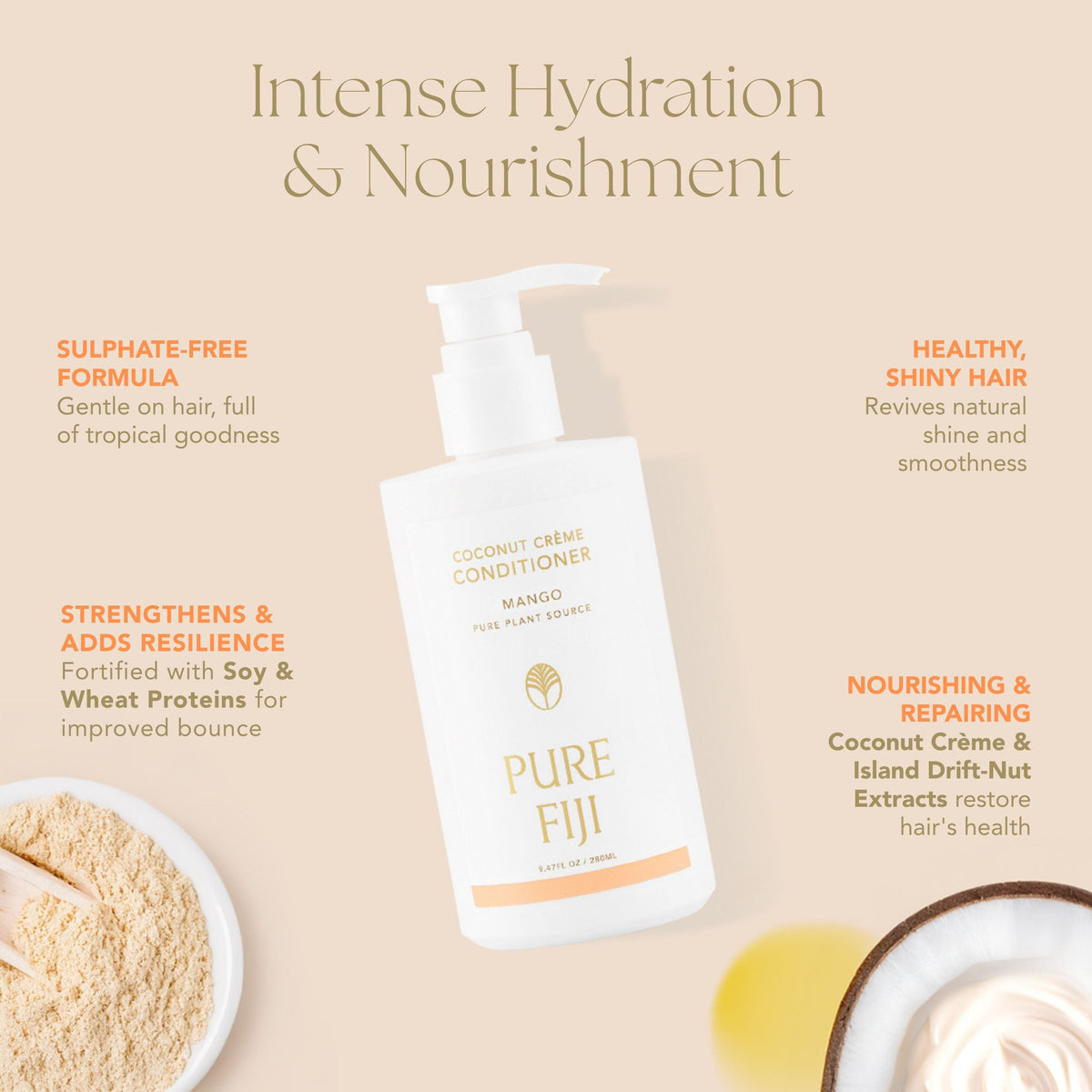 Pure Fiji Coconut Creme Conditioner (9.46oz/280ml)