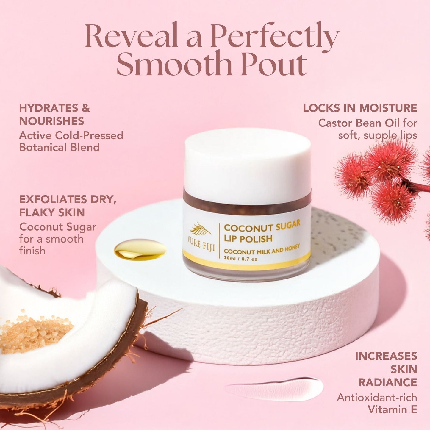 Pure Fiji Coconut Sugar Lip Polish (0.7oz/20ml)