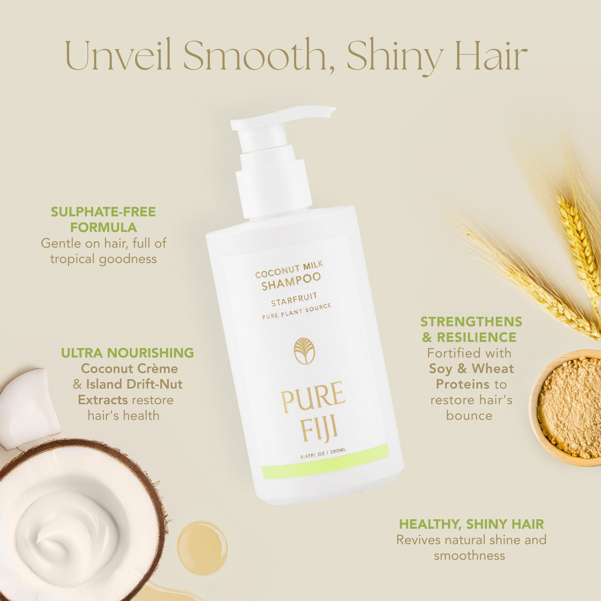 Pure Fiji Coconut Milk Shampoo (9.46oz/280ml)